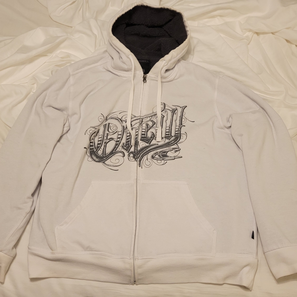 O'Neill White Zip Up Sweater